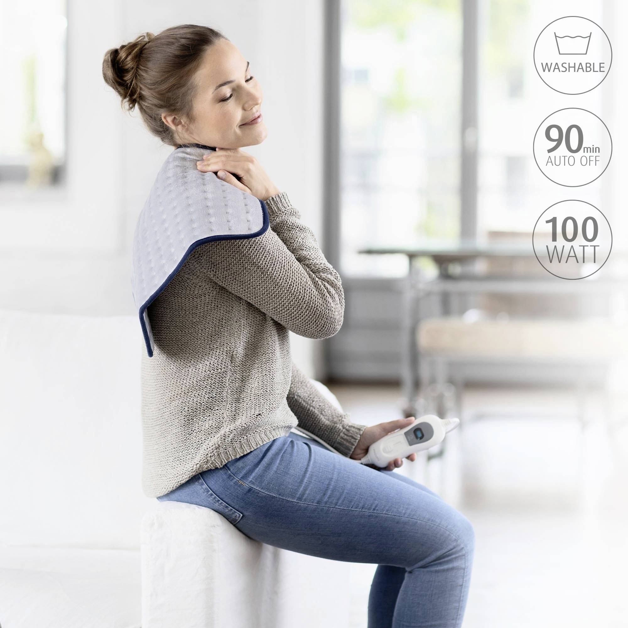 Medisana Heizdecke/Heizkissen Cuscino elettrico riscaldante 100 W Grigio chiaro, Blu-12