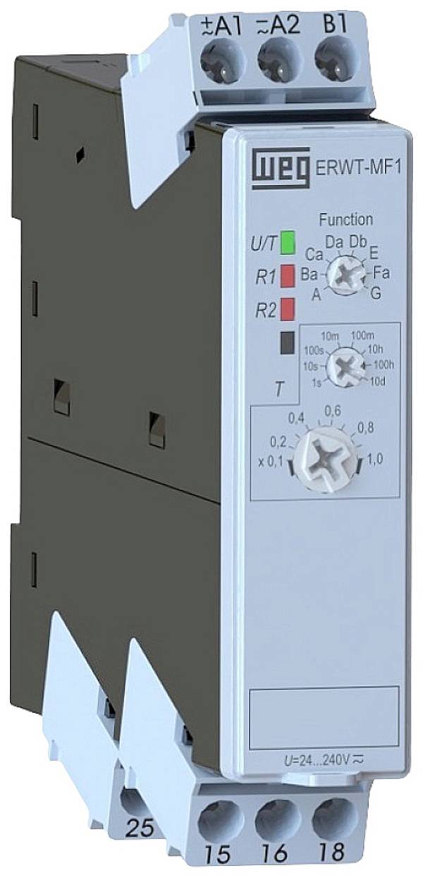WEG 11593741 ERWT-MF1-02MT1E05 Temporizzatore multifunzione Multifunzionale 1 pz. Intervallo di tempo: 0.1 s - 10 gg 2 NC, 2 NA