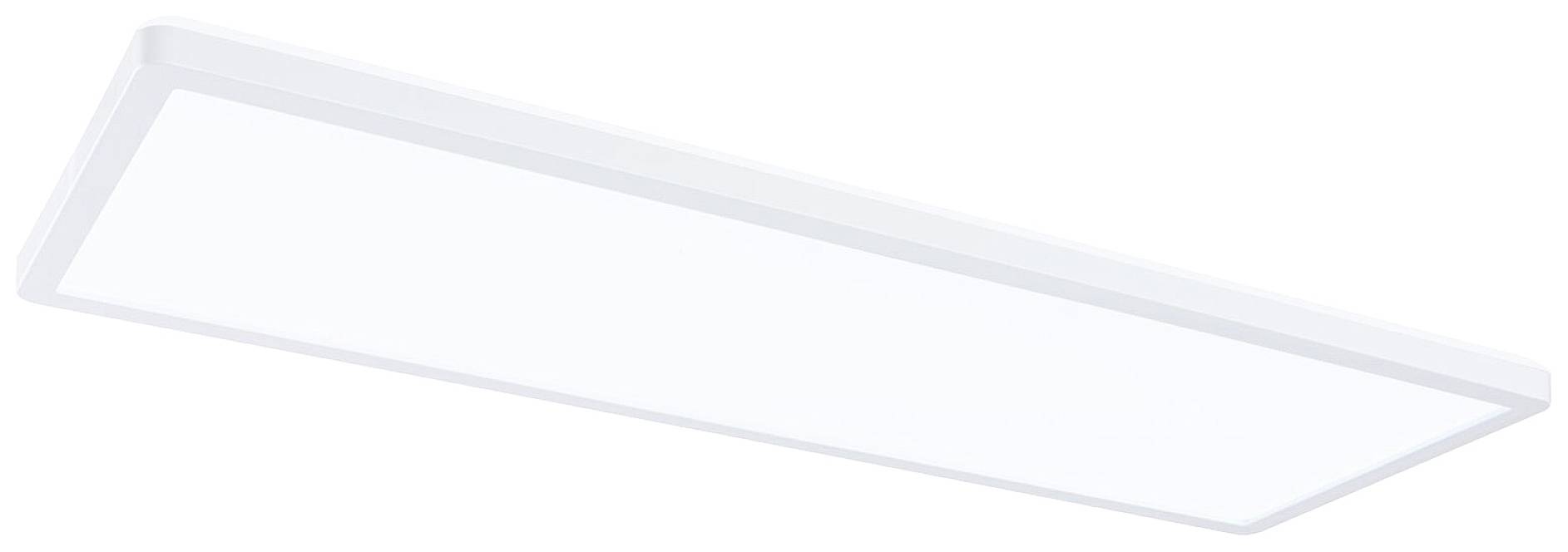 Plafoniera LED rettangolare con cornice bianca, adatta per uffici o ambienti abitativi. Offre un'illuminazione uniforme.