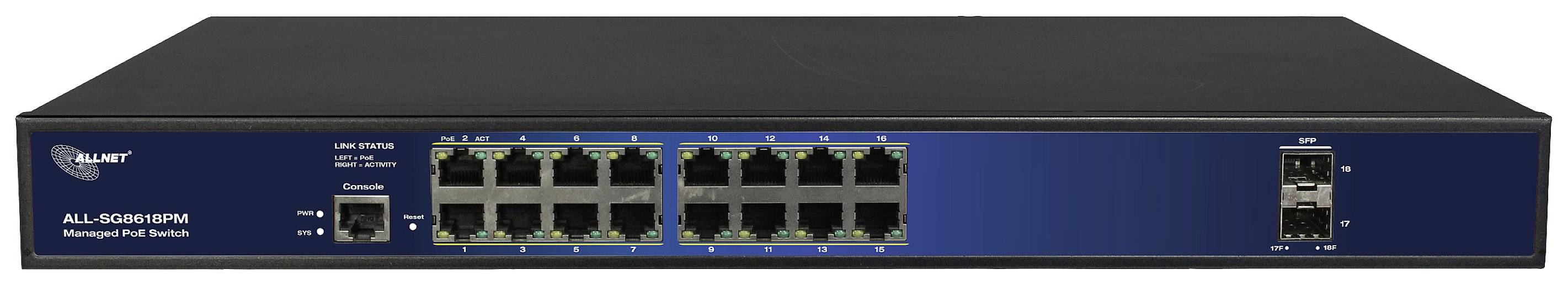 Allnet A193999 ALL-SG8618PM Switch di rete 16+2 porte 10 / 100 / 1000 MBit/s Funzione PoE