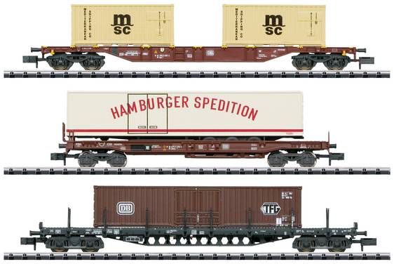 N Set di 3 vagoni container di DB MiniTrix 18702