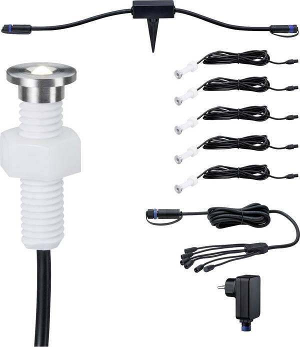 Paulmann MicroPen II  Sistema d'illuminazione Plug&Shine ZigBee Kit base lampade LED incasso esterni  Kit da 5 LED (monocolore) 1.1 W Bianco caldo Argento