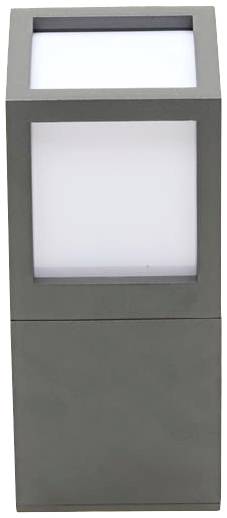 Applique esterna quadrata moderna grigio-bianca dal design essenziale, ideale per l'illuminazione di giardini o terrazze.