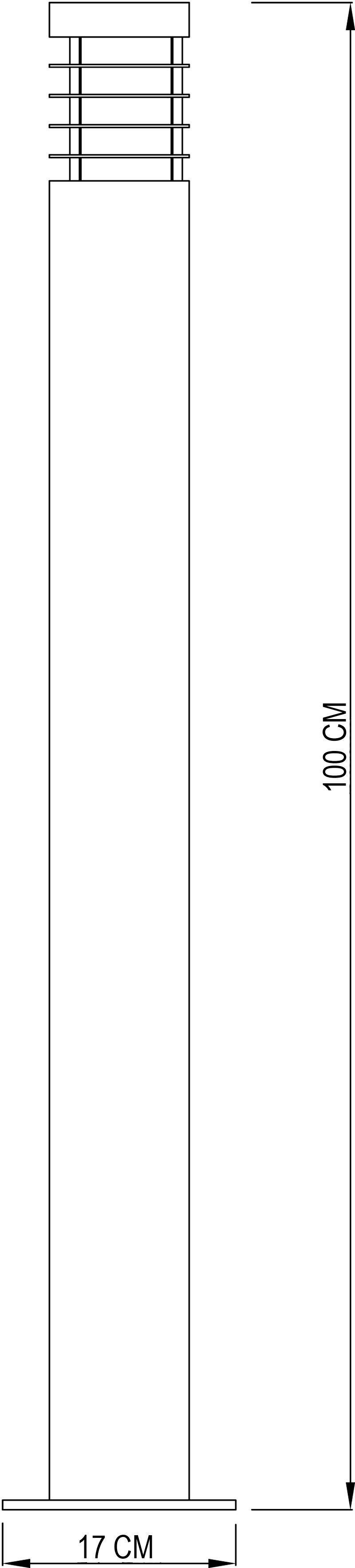 Disegno tecnico di una trave rettangolare alta 100 cm e larga 17 cm, con cinque linee orizzontali nella parte superiore.