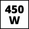 '450 W' in lettere maiuscole nere su sfondo bianco.