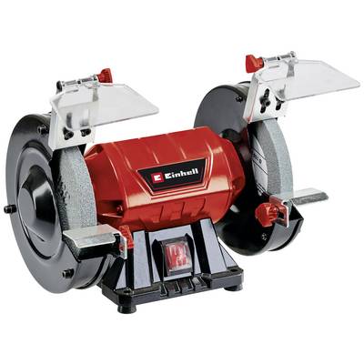 'Einhell smerigliatrice doppia con due dischi abrasivi e dispositivi di protezione, adatta per la levigatura di utensili metallici.'