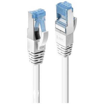 Un cavo Ethernet con connettori RJ45 su entrambi i lati, dotati di clip blu in plastica. Viene comunemente utilizzato per connessioni di rete.