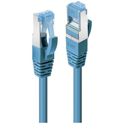 Due spinotti per cavi di rete blu con coperture trasparenti in plastica e connessioni metalliche.