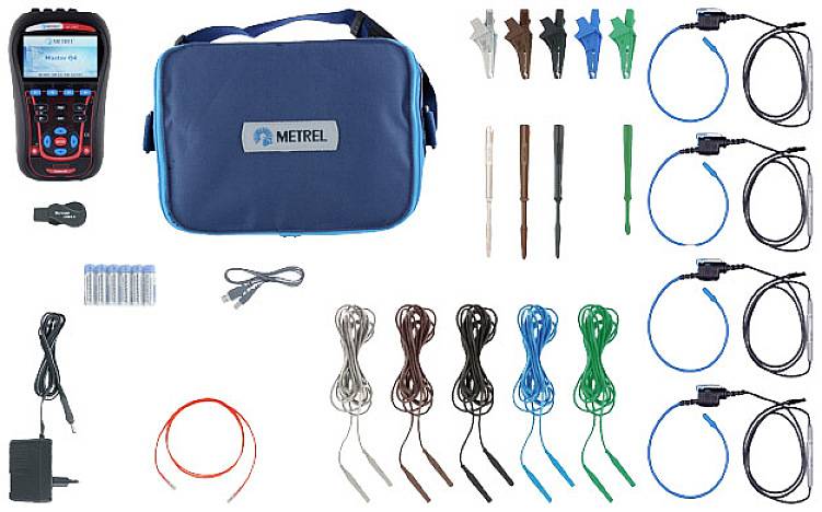 Set di strumento di misura elettrico versatile: Include multimetro digitale, cavi di prova, pinze, batterie e borsa da trasporto, ideale per elettricisti.