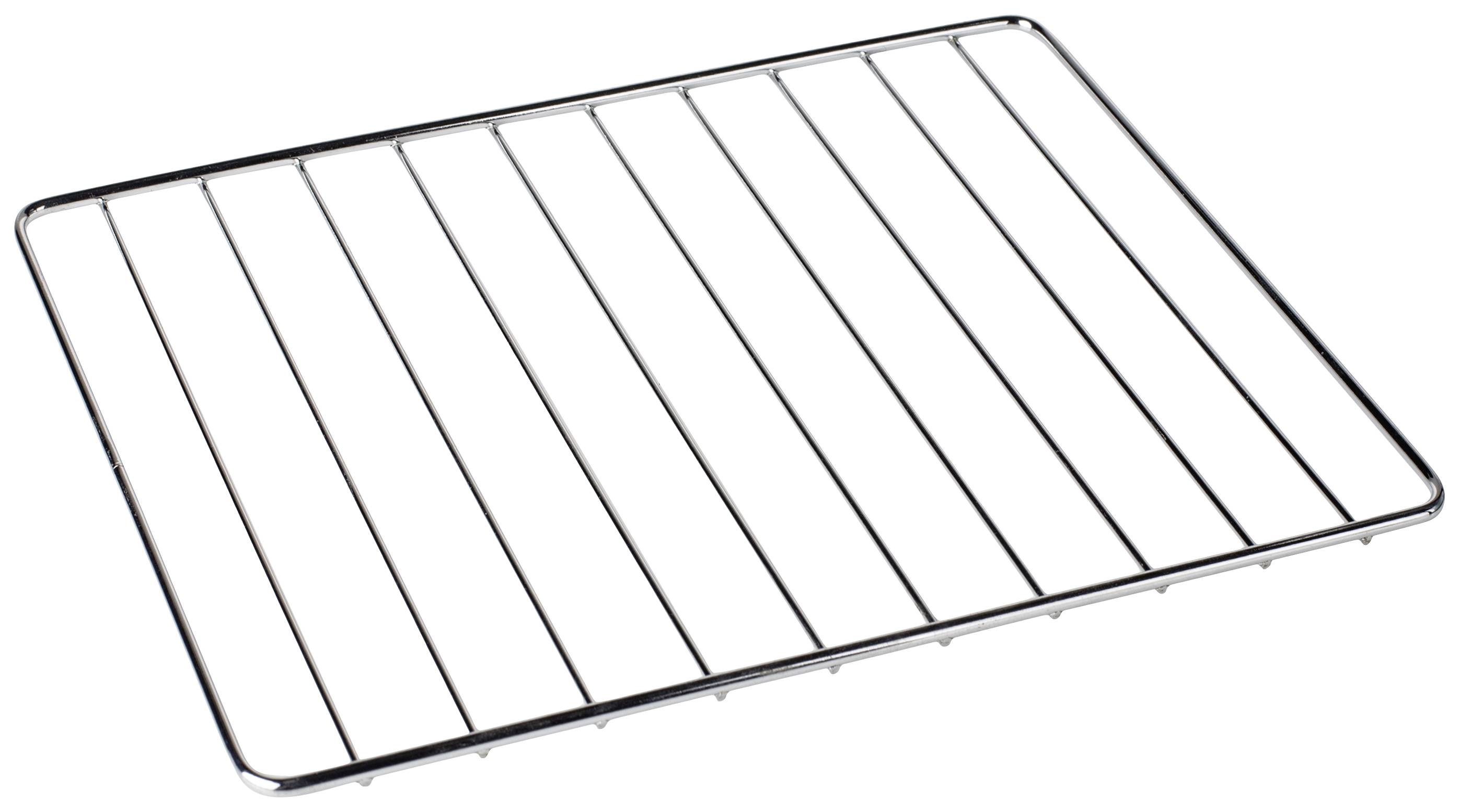 Griglia metallica con traverse parallele uniformemente distribuite, idonea per forni o barbecue.