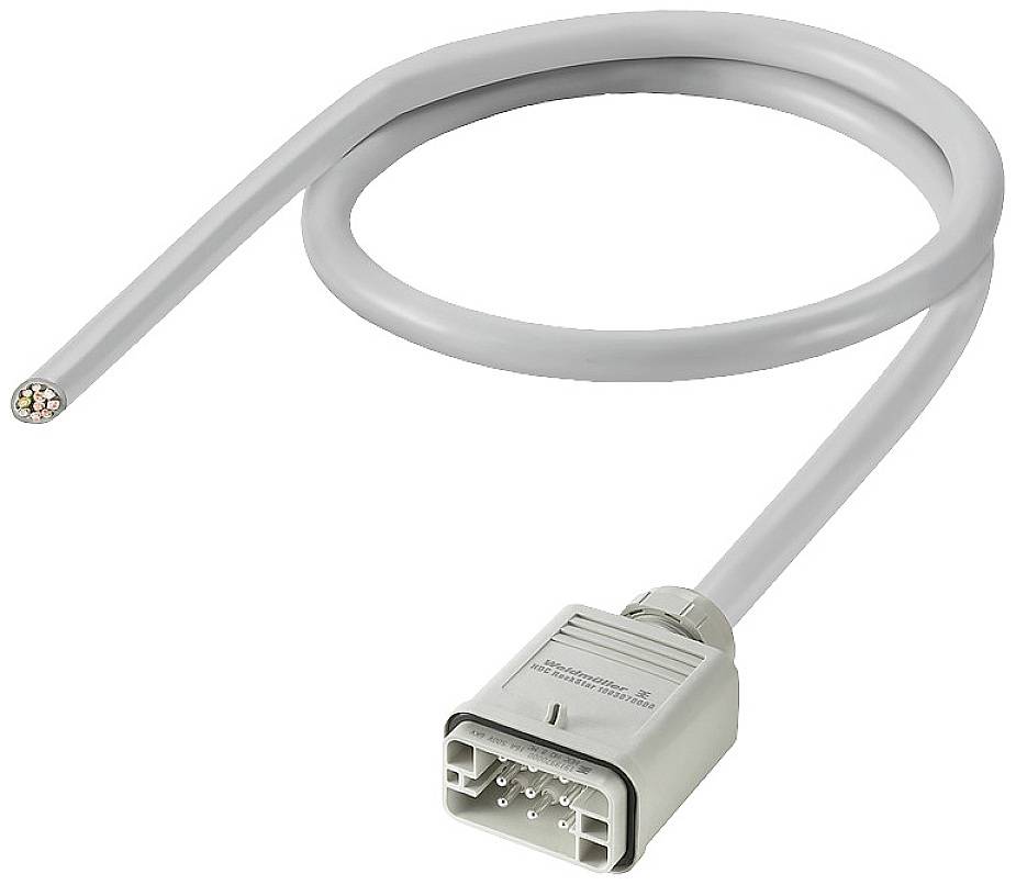 Cavo grigio con spina rettangolare, multicore, estremità libere, idoneo per connessioni di dispositivi tecnici.