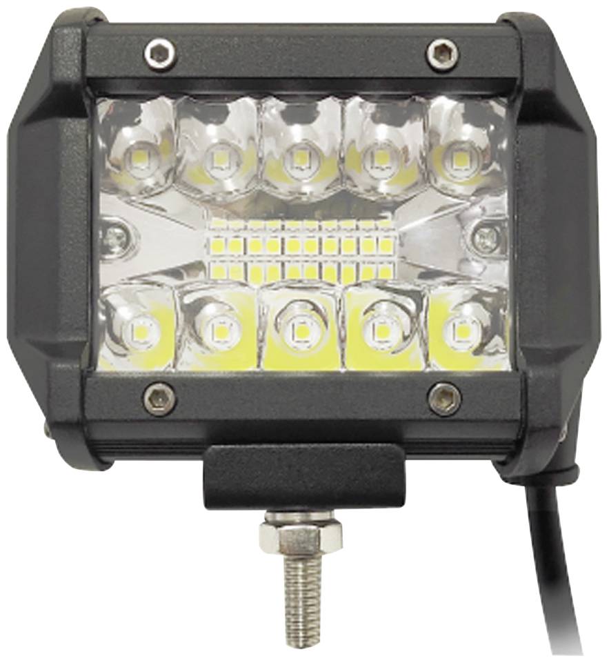 Un proiettore da lavoro LED rettangolare con più LED gialli e una cornice robusta di colore nero.