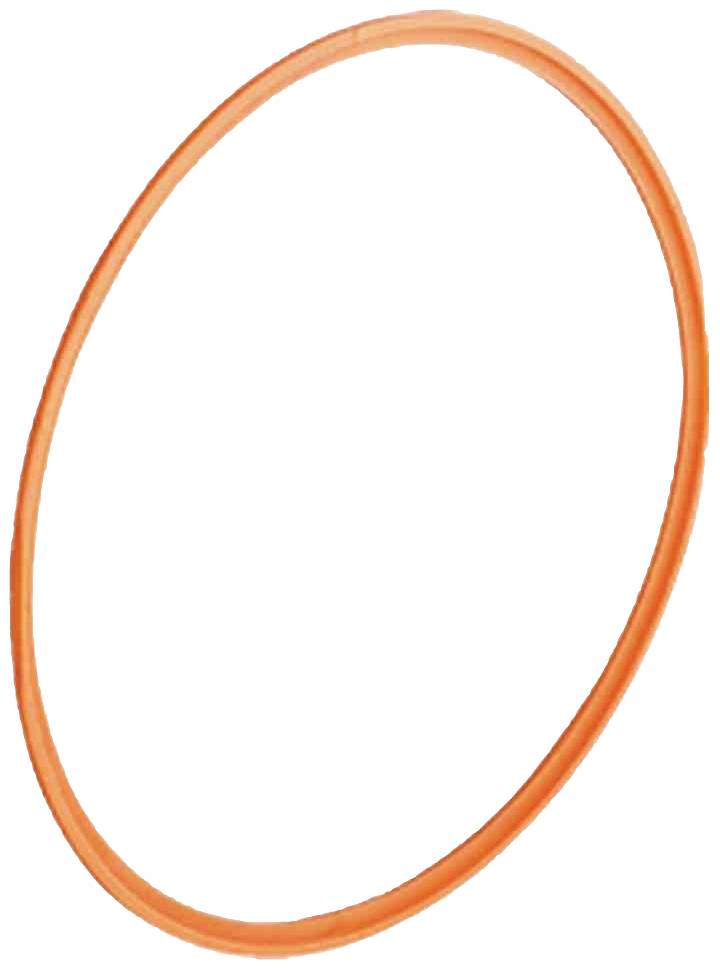 Un cerchio hula hoop arancione isolato su sfondo bianco.