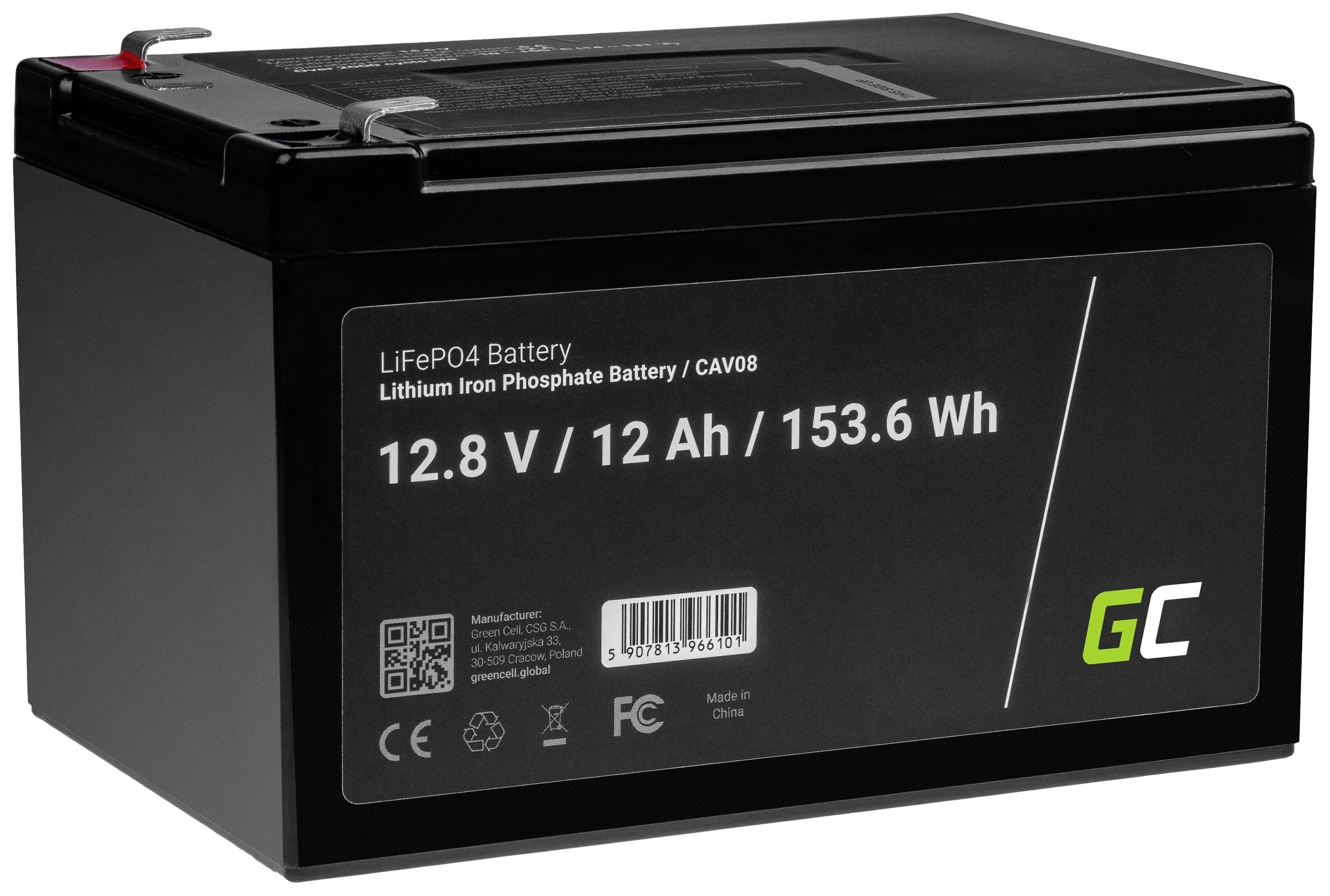 Green Cell Batteria ricaricabile speciale Blocco LiFePo Faston LiFePO 4 12.8 V 12 Ah 1 pz.-0