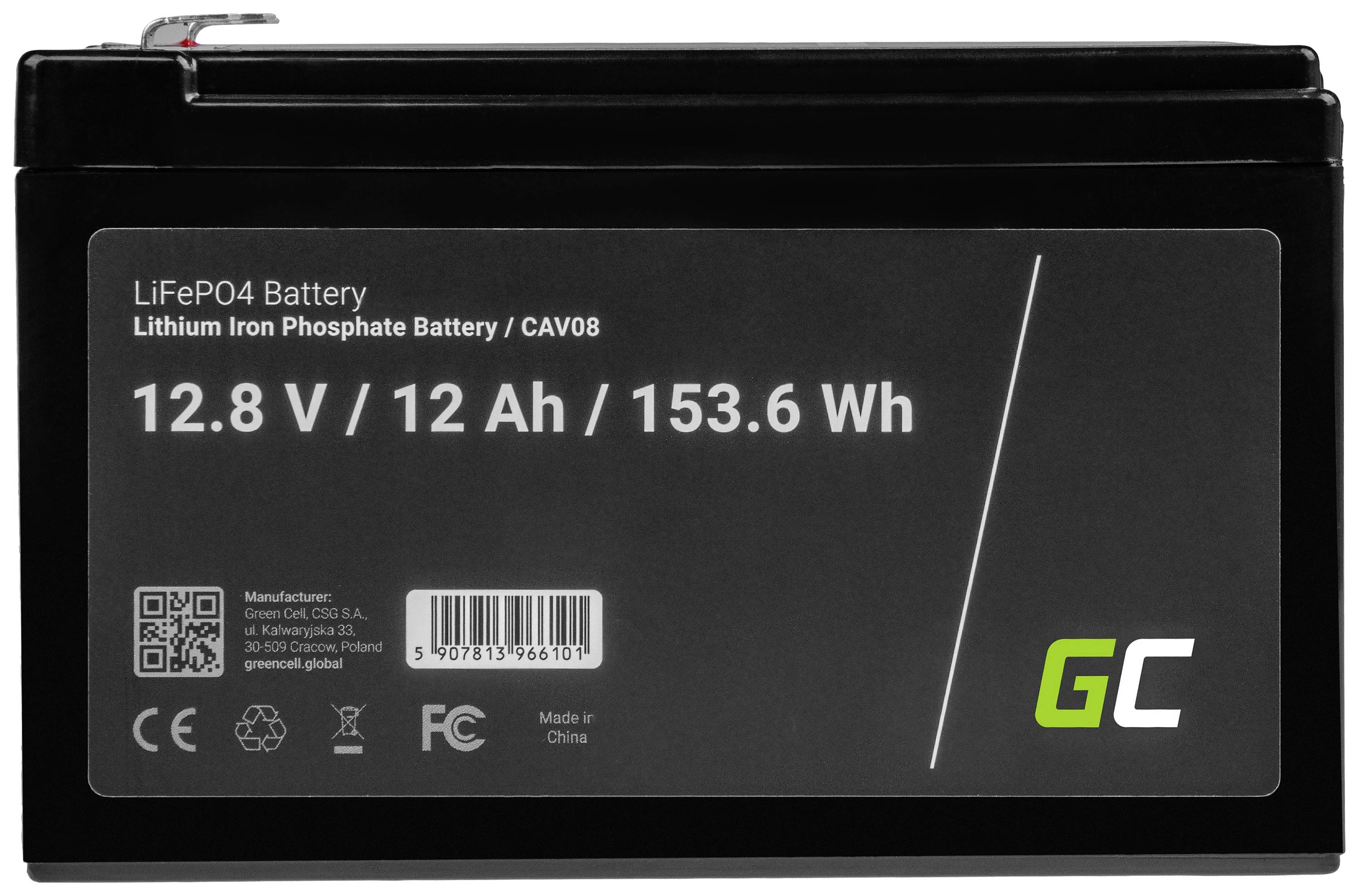 Green Cell Batteria ricaricabile speciale Blocco LiFePo Faston LiFePO 4 12.8 V 12 Ah 1 pz.-3