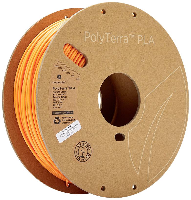 Polymaker 70849 PolyTerra PLA Filamento per stampante 3D Plastica PLA 2.85 mm 1000 g Arancione (opaco) 1 pz.