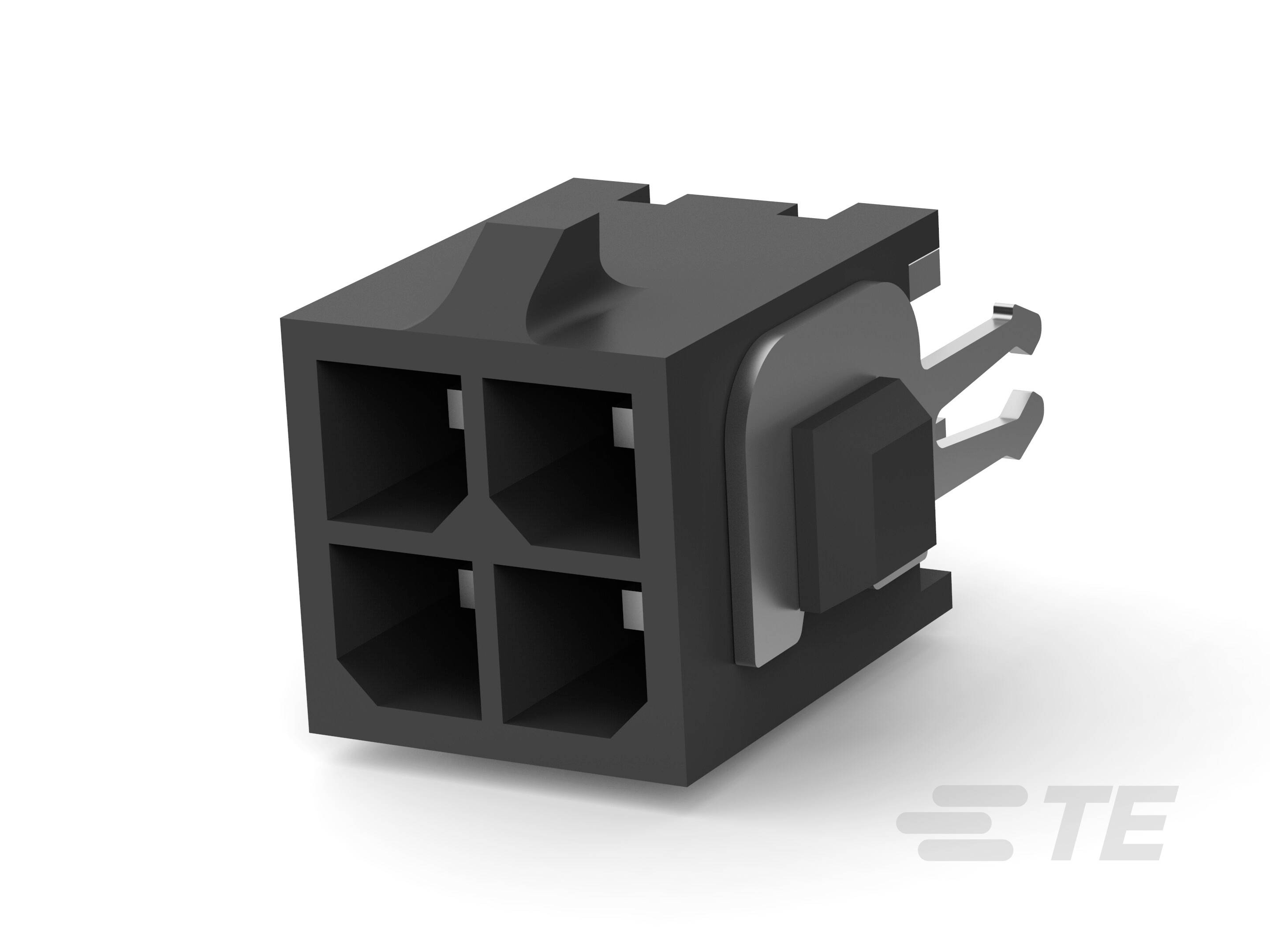 Spina multipla nera con quattro attacchi e contatti metallici sul lato destro.