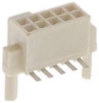 Connettore angolato a 10 pin con quattro file e file di porte di cablaggio, involucro in plastica beige, utilizzato per connessioni di circuiti elettronici.