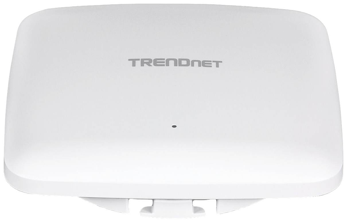 Unità di punto di accesso Wi-Fi bianca con la scritta 'TRENDnet' sulla parte superiore; forma quadrata con angoli arrotondati.