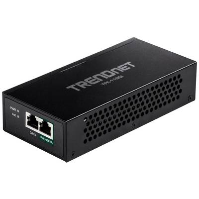 Un switch di rete nero con due porte Ethernet e fessure di ventilazione, con su scritto 'TRENDnet TPE-113GI'.