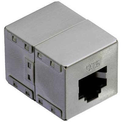 Jack Keystone Ethernet di rete CAT.5 metallico, forma rettangolare, con connettore RJ45 standard sul lato frontale.