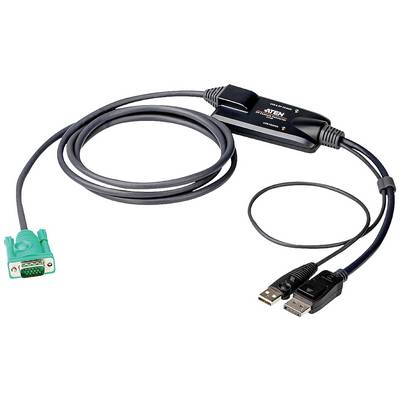 Un cavo adattatore con connettori VGA e USB su un lato e un connettore DisplayPort sull'altro lato per connessioni video.