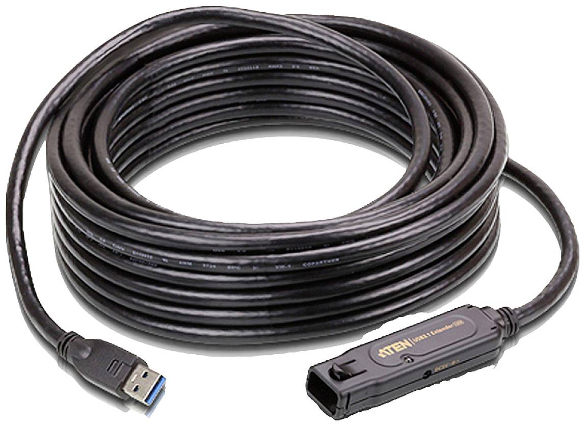 'ATEN U3CABLE50' Cavo ibrido USB 3.0, 15 metri, nero. Adatto per alte velocità di trasferimento dati e lunghe distanze.