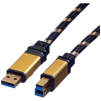 Due cavi USB con connettori dorati e guaina intrecciata; uno con connettore USB-A, l'altro con connettore USB-B.