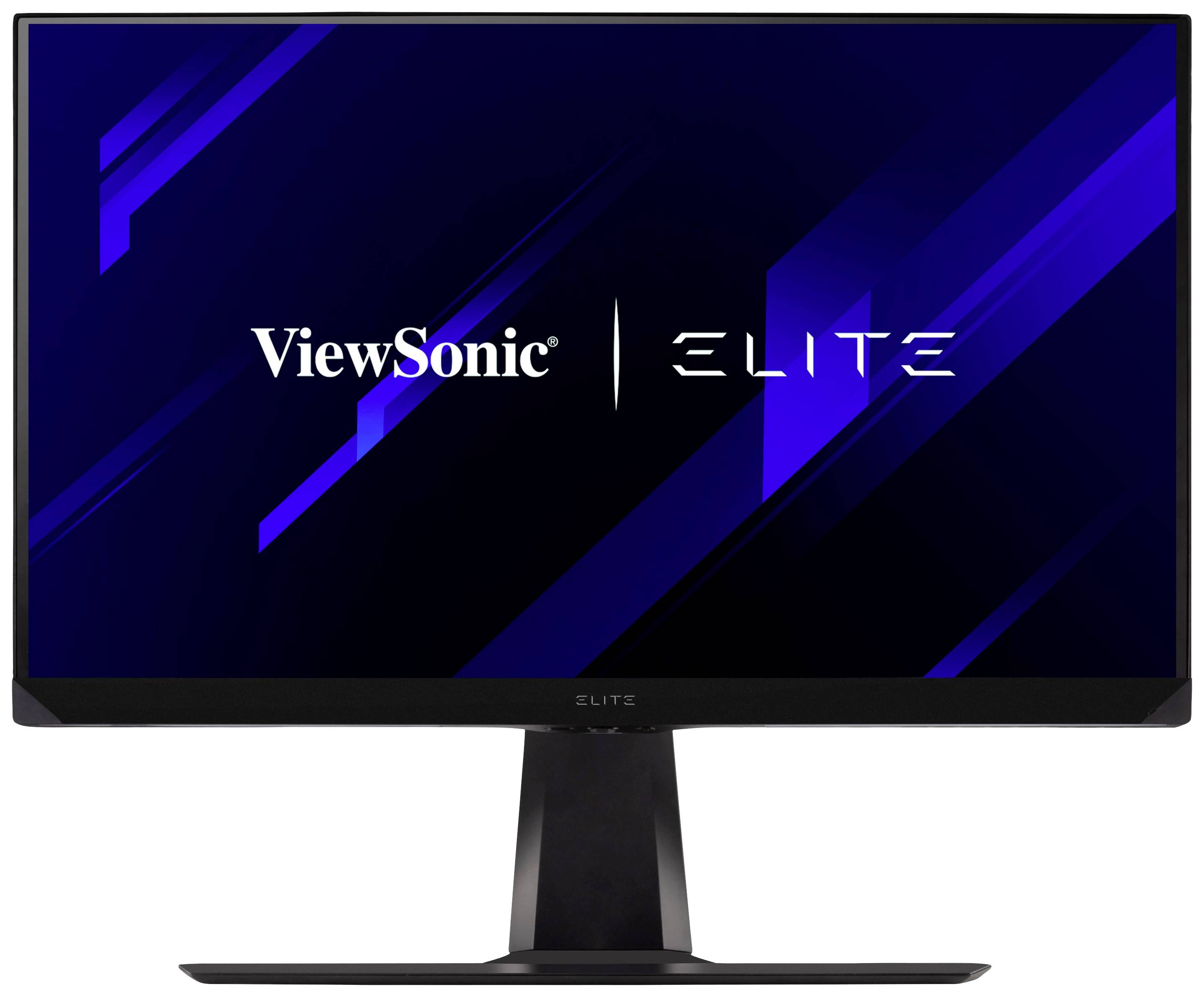 Un monitor computer moderno con la scritta 'ViewSonic ELITE' su uno sfondo scuro con accenti blu.