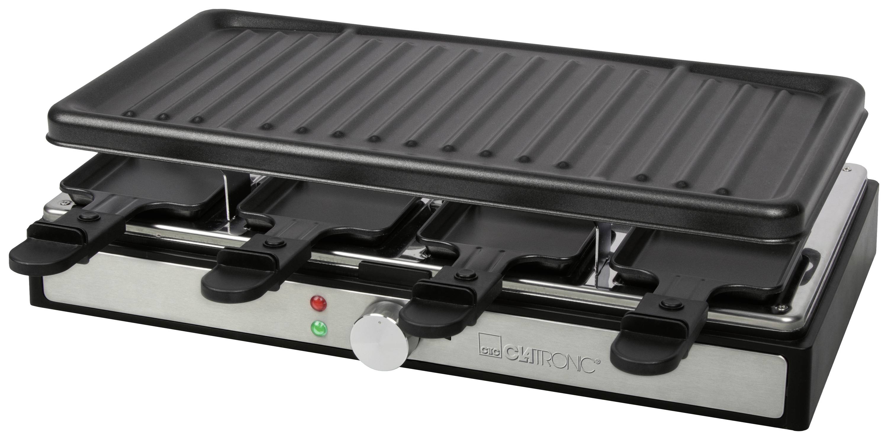 Clatronic RG 3757 Raclette, rechteckig, Grillfläche geriffelt, Grillfläche: 42x21 cm, 8 Raclette-Pfännchen (263946)-0