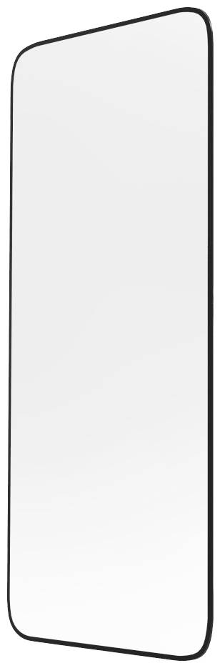 Un smartphone moderno, rettangolare in formato verticale, con una cornice nera e uno schermo bianco. Nessun contenuto visibile.