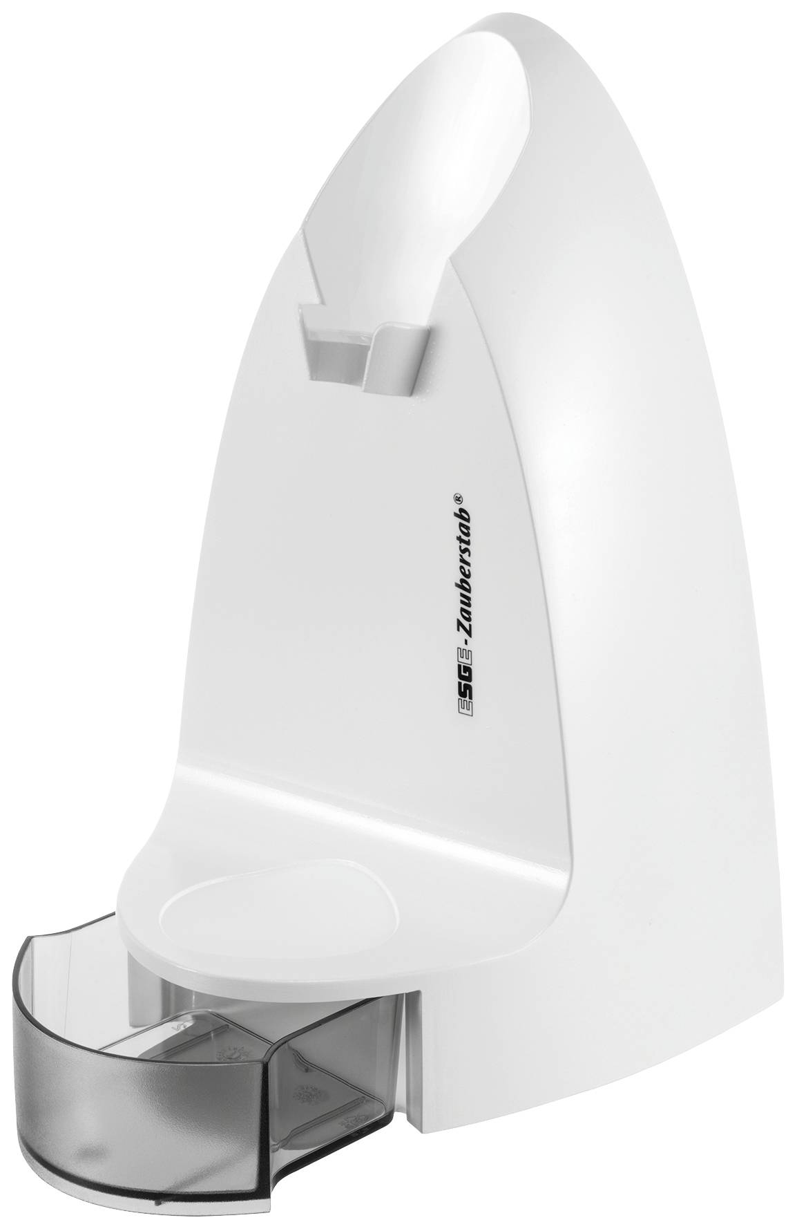 Spremiagrumi elettrico dal design moderno e bianco. Include un contenitore trasparente per la raccolta del succo.