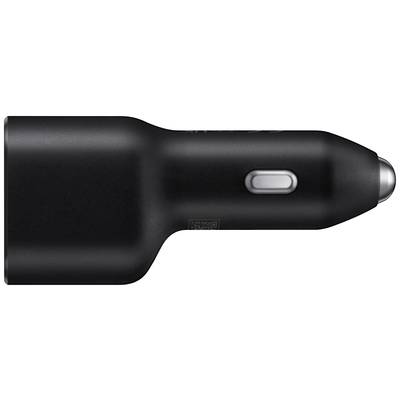Caricabatterie nero, rettangolare per auto con un ingresso USB e un contatto argentato all'estremità, da utilizzare nell'accendisigari.