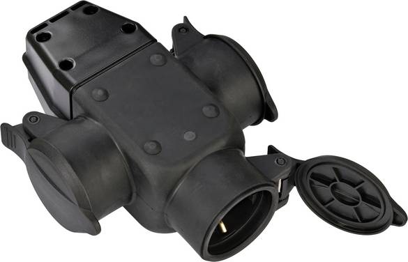 Brennenstuhl 1082120 Connettore a 3 vie Gomma  230 V Nero IP44