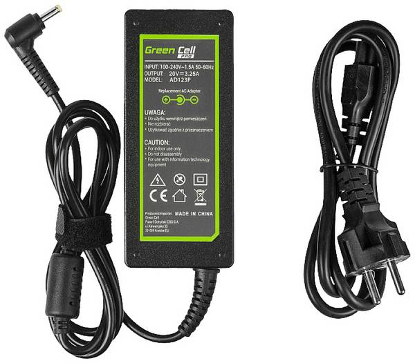 Green Cell AD123P Alimentatore per notebook 65 W 20 V 3.25 A Adatto per marchi: Lenovo