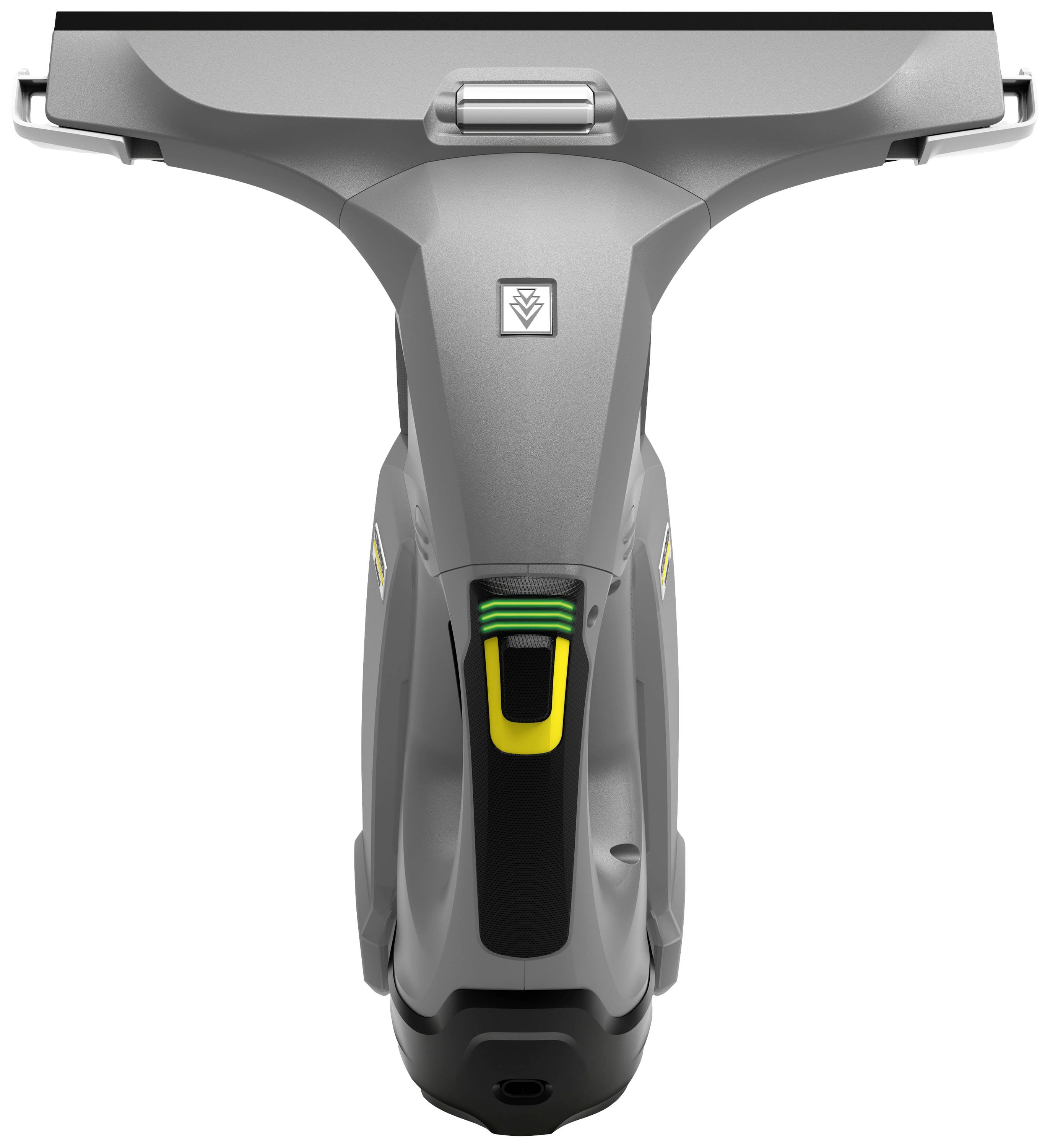 Aspiratore grigio per finestre con impugnatura ergonomica e testina larga. Ideale per una pulizia rapida e priva di striature delle superfici vetrate.