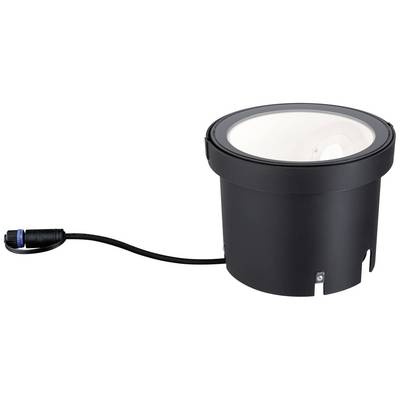 Faretto da incasso a LED rotondo nero con cavo, adatto per uso esterno.