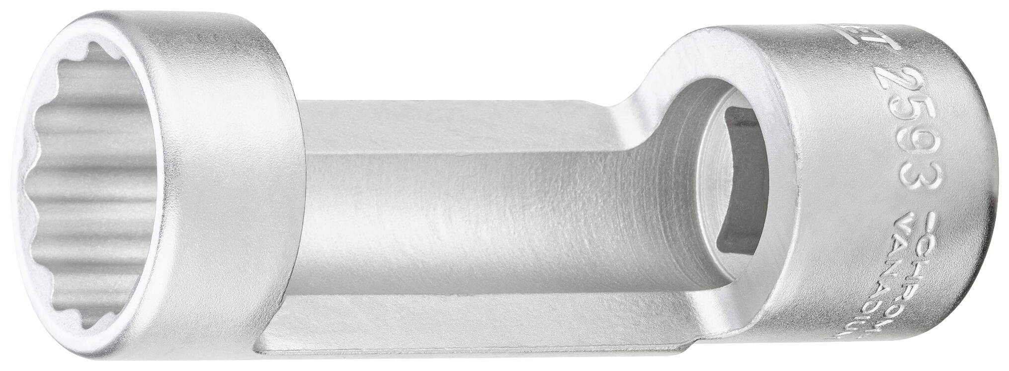 Utensile di fissaggio argentato con testa rotonda e impugnatura corta. Sull'utensile sono riportati i numeri '2593' e 'Chrome Vanadium'.