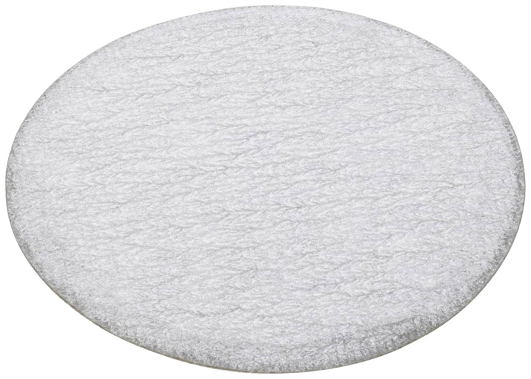 Un pad rotondo bianco con superficie testurizzata, comunemente utilizzato per la pulizia dei pavimenti.