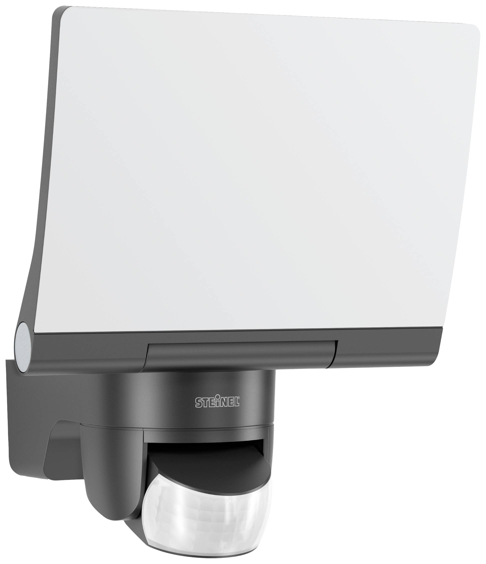 Lampada da esterno con sensore di movimento integrato, design moderno, paralume rettangolare bianco, adatta per il montaggio a parete.