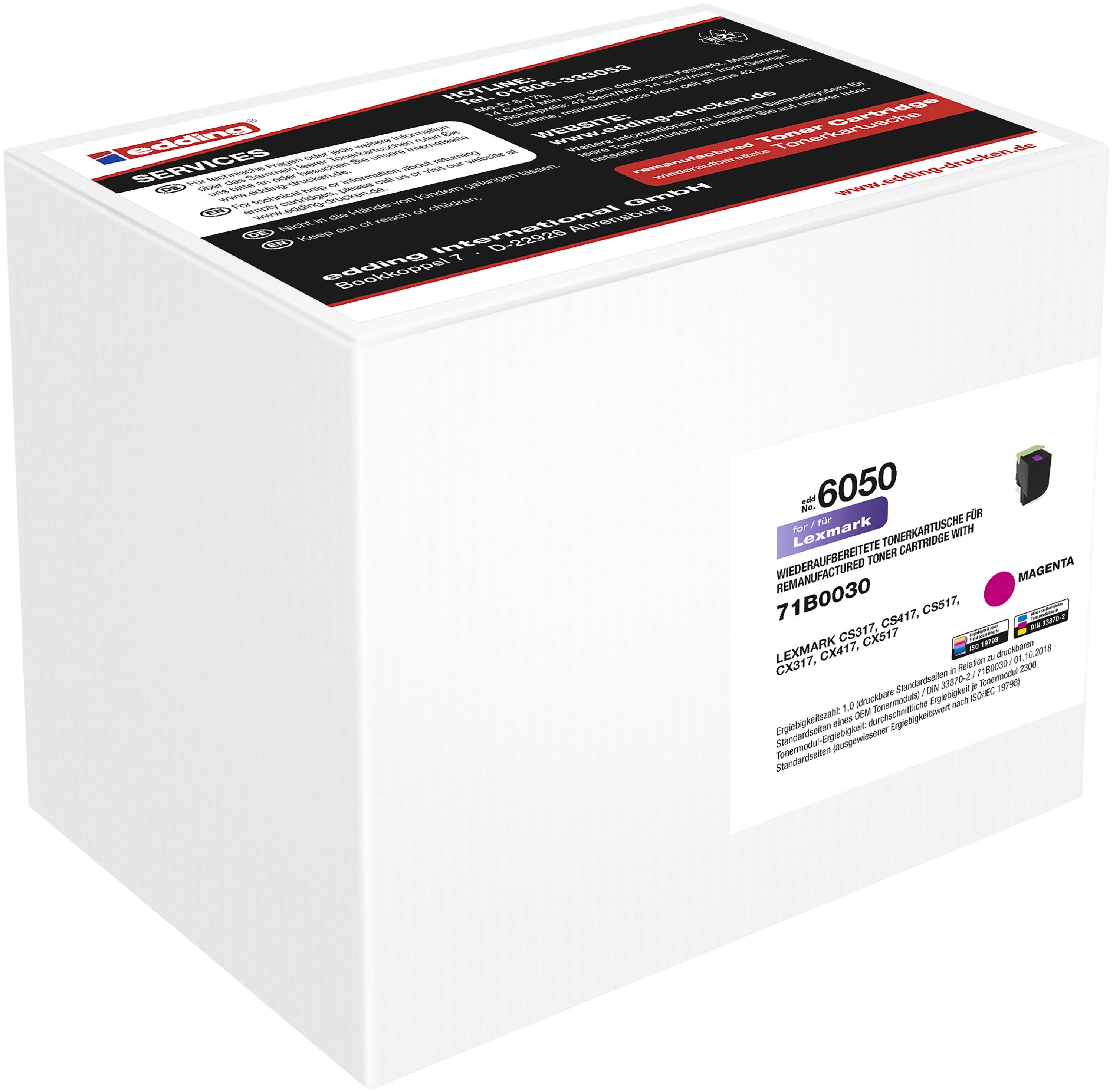 Edding Toner sostituisce Lexmark 71B0030 + 71B20M0 Compatibile Magenta 2300 pagine EDD-6050 18-6050-0