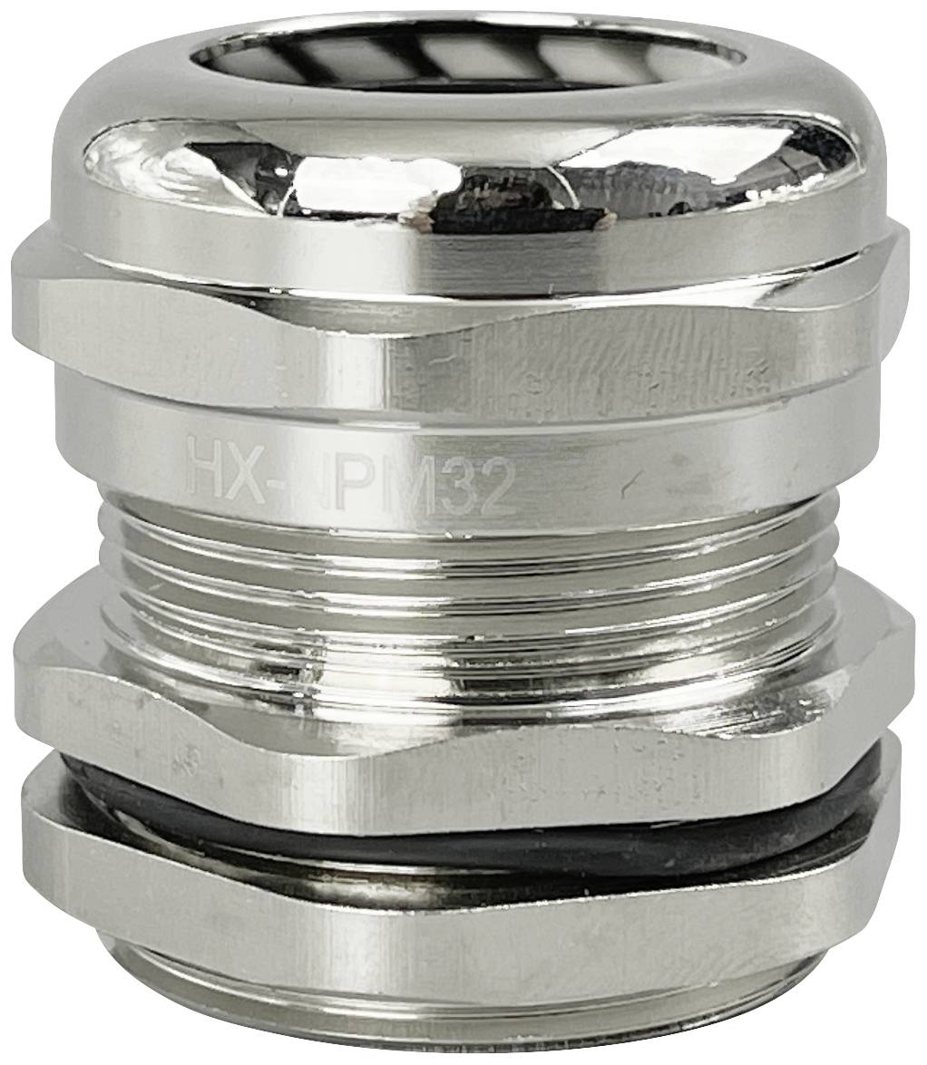 Raccordo passacavo metallico filettato con guarnizione, per il fissaggio e la sigillatura sicura dei cavi in apparecchiature elettriche.