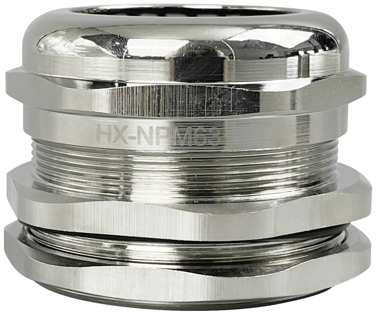 Pezzo filettato metallico argentato con superficie liscia e diverse scanalature, presumibilmente per applicazioni meccaniche.