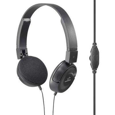 Cuffie over-ear nere con cavo e comandi integrati, ideali per l'ascolto di musica e chiamate telefoniche.