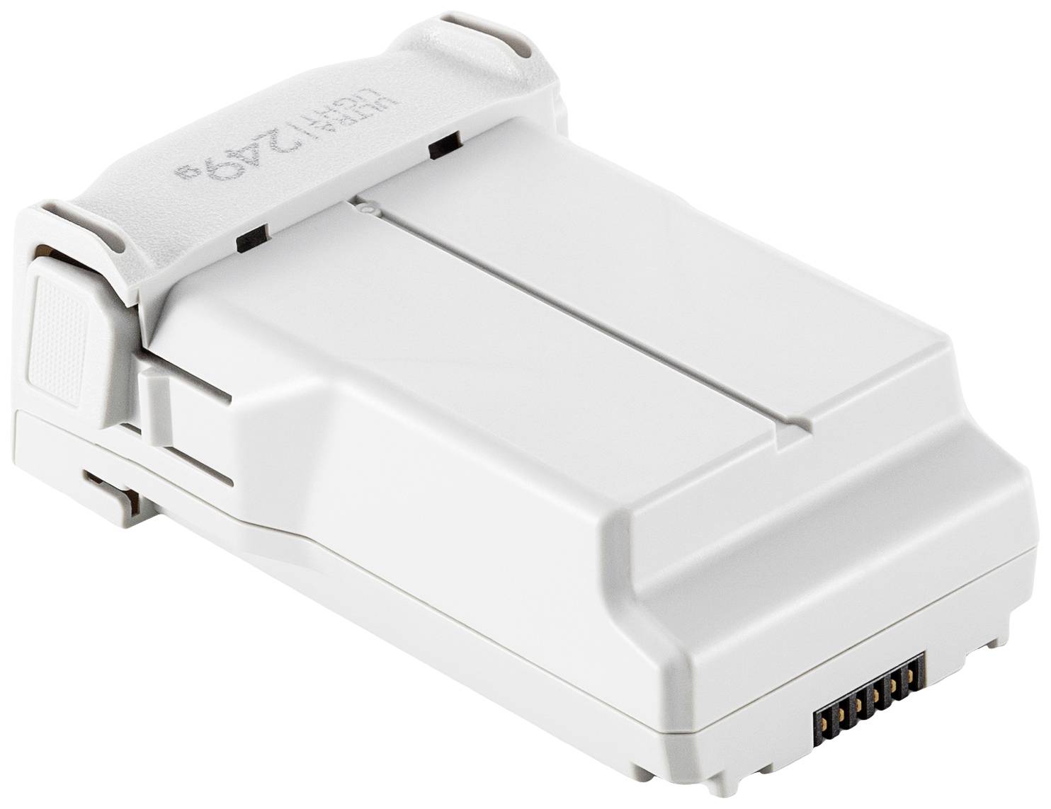 Batteria grigia per modelli di droni DJI Phantom 4, rettangolare con connettori su un lato.