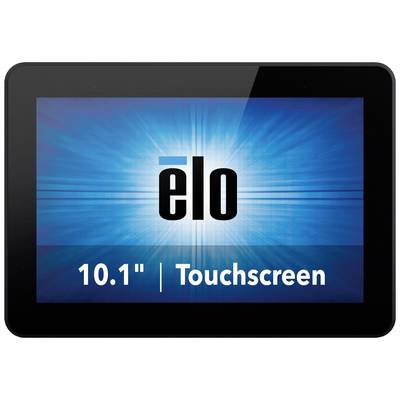 Monitor touch 'elo' da 10,1" su sfondo blu.
