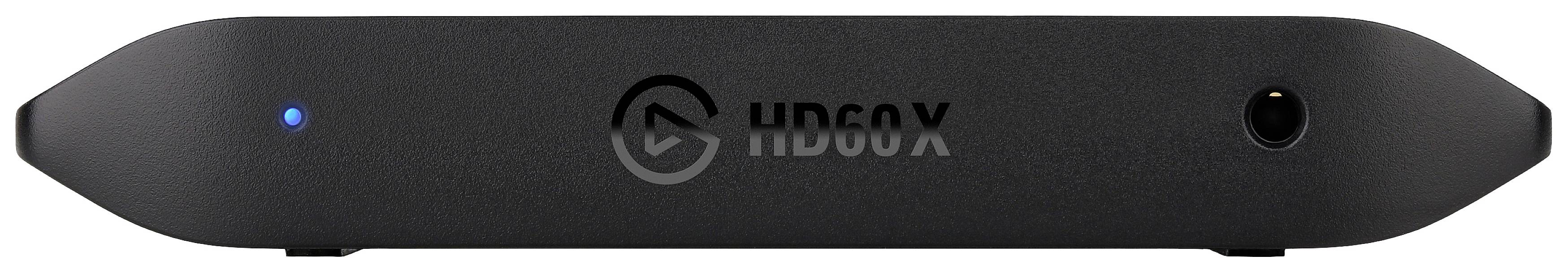 Scatola nera con logo al centro, connettori blu e neri sui lati.