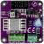 Circuito elettronico viola con diversi terminali e componenti, tra cui potenziometri e morsetti a innesto, contrassegnato con 'PoStep25-256 v1.00'.