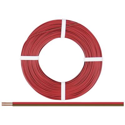 Un rotolo di cavo rosso con il filo di rame esposto all'estremità, tipicamente utilizzato per installazioni elettriche.