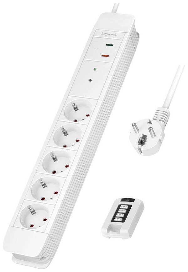 LogiLink LPS402 Multipresa con telecomando Bianco Schuko 1 pz.